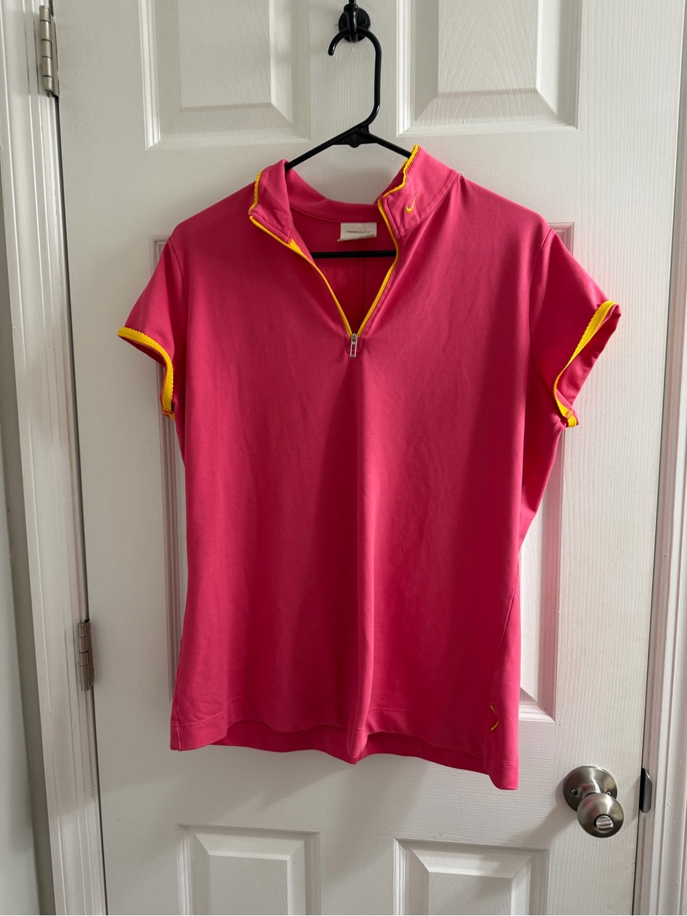 Nike Golf Pink Short-Sleeve Zip Polo Top Shirt XL